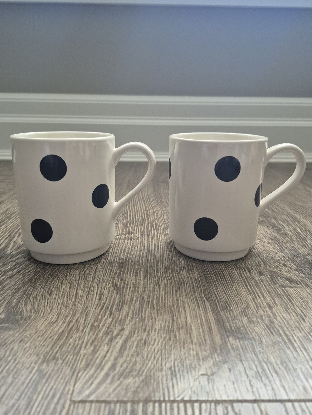 Kate Spade NY Lenox Cream And Black Polka Dot Ceramic Stoneware Coffee Tea Mugs